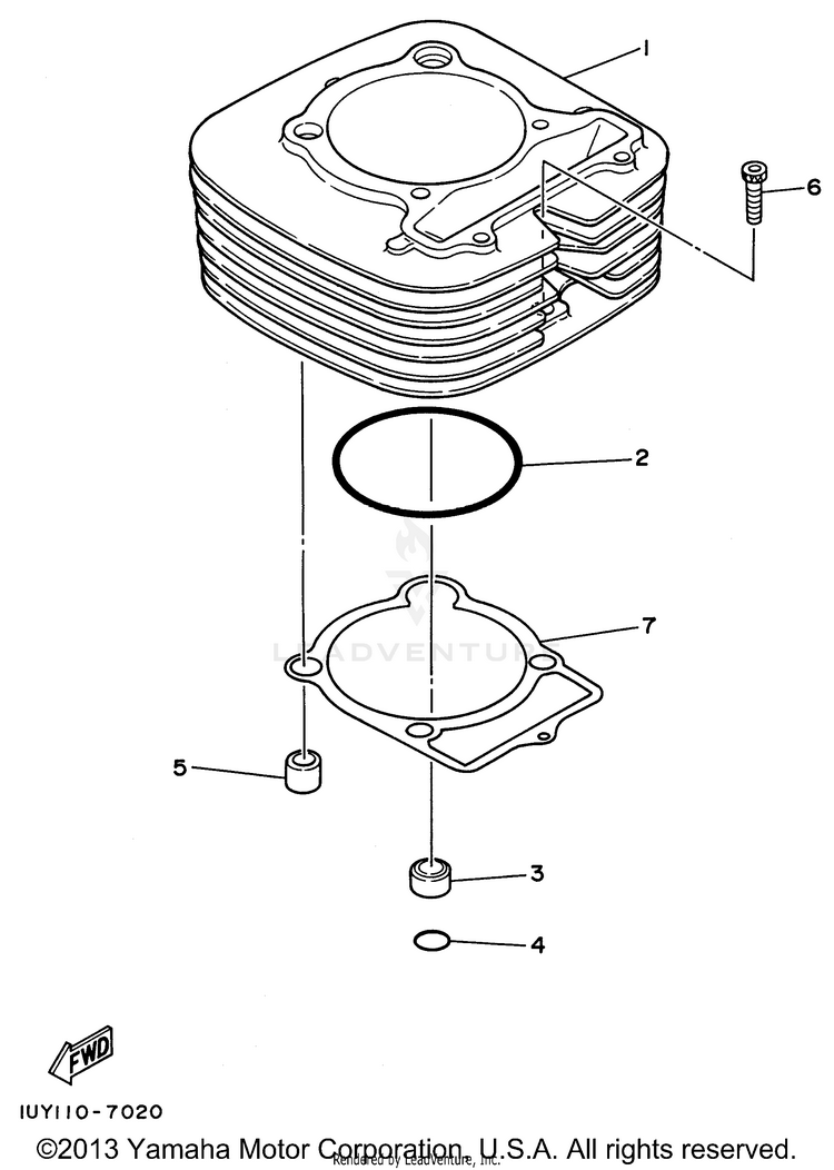Cylinder BIG BEAR 4WD - YFM350FWH - 1996 Schematic