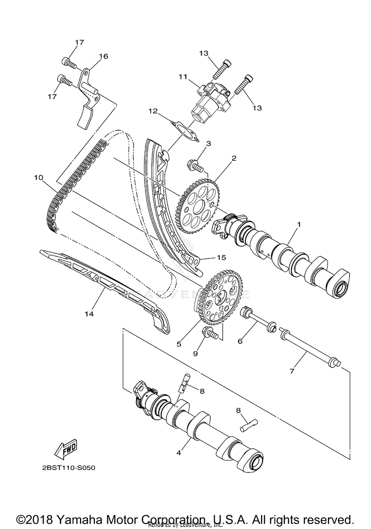 Camshaft Chain SUPER TENERE - XTZ12HCL - 2017 Schematic
