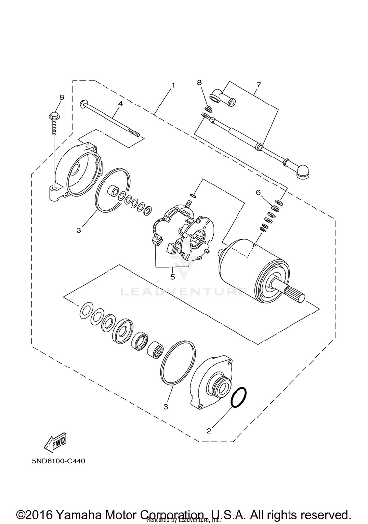 Starting Motor GRIZZLY 400 4WD - YFM4FGX - 2008 Schematic