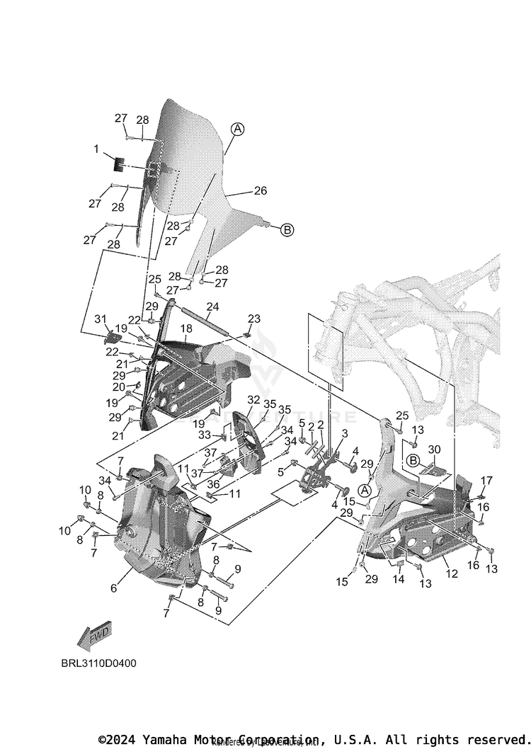 Cowling 1 TENERE 700 - XTZ7TCL - 2026 Schematic