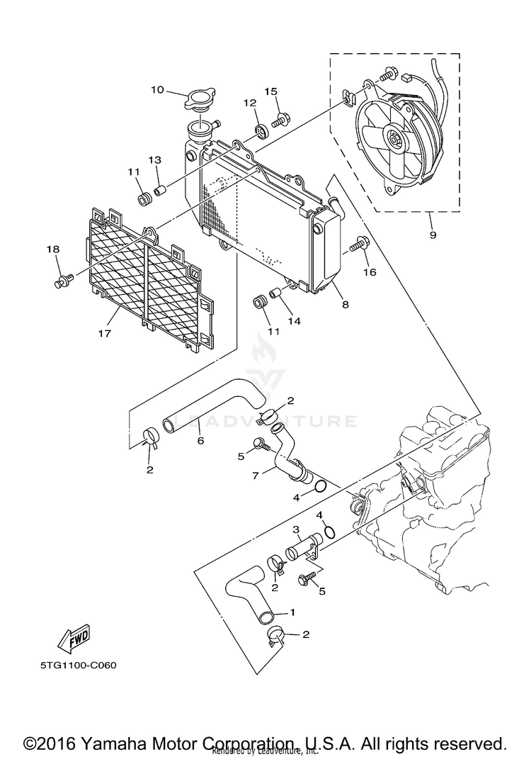 Radiator Hose YFZ450 - YFZ450S - 2004 Schematic