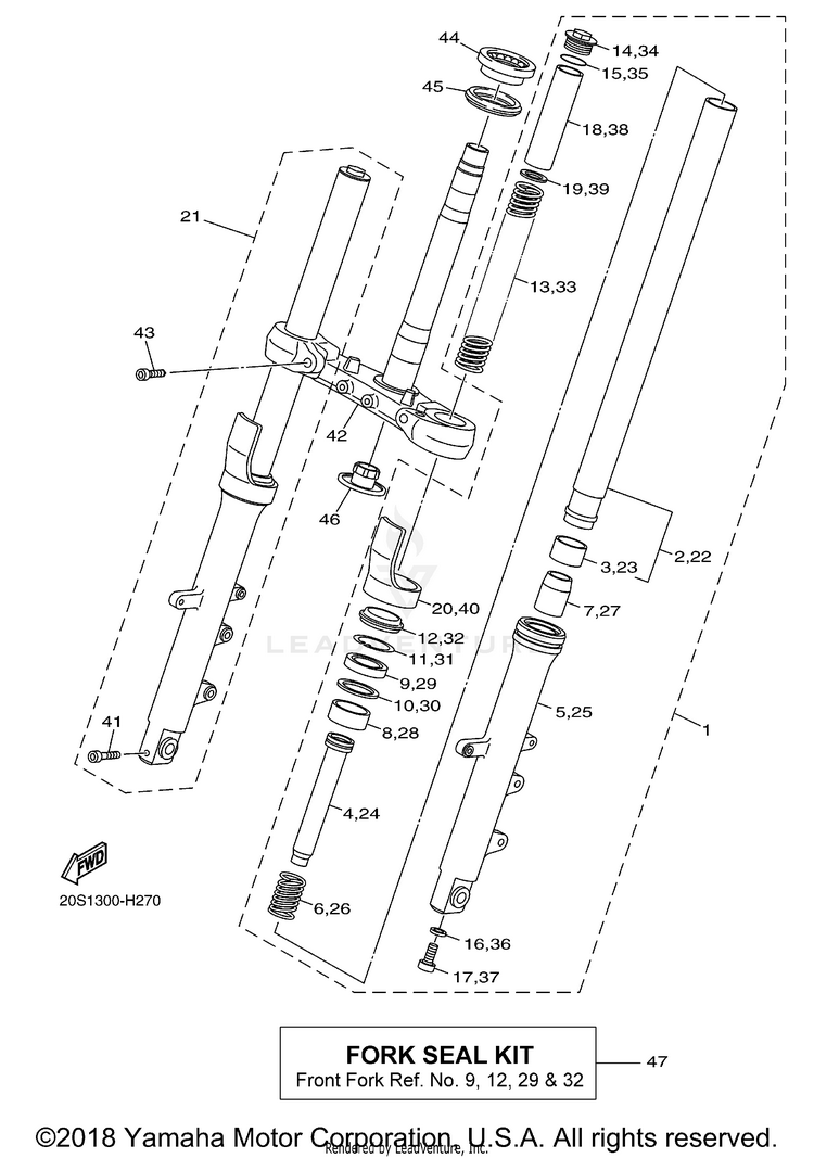 Front Fork FZ6R - FZ6RDCW - 2013 Schematic