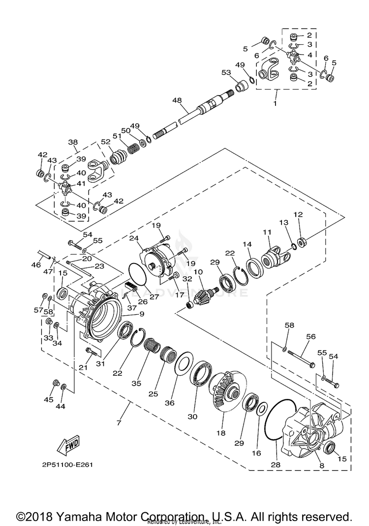 Front Differential RHINO 450 HUNTER - YXR45FHX - 2008 Schematic