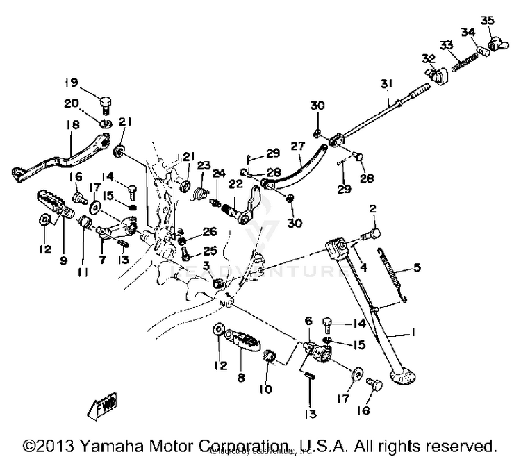 Stand - Footrest - Brake Pedal Schematic