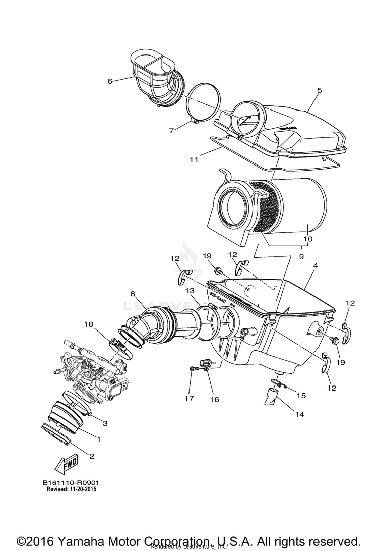 Intake KODIAK 700 4WD - YFM70KDXGG - 2016 Schematic