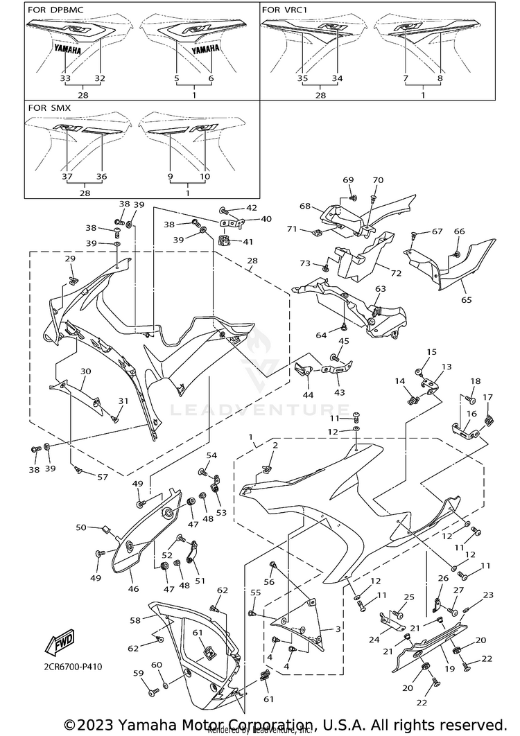 Cowling 2 YZFR1 - YZFR1FCB - 2015 Schematic