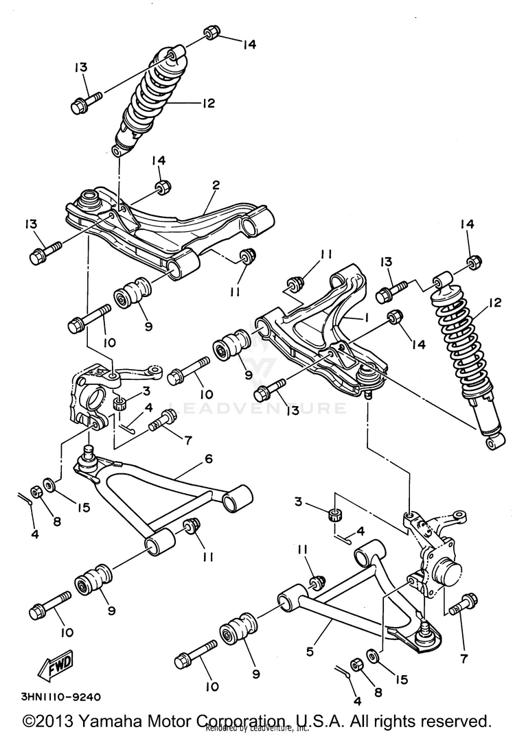 Front Suspension Wheel KODIAK 4WD - YFM400FWG - 1995 Schematic
