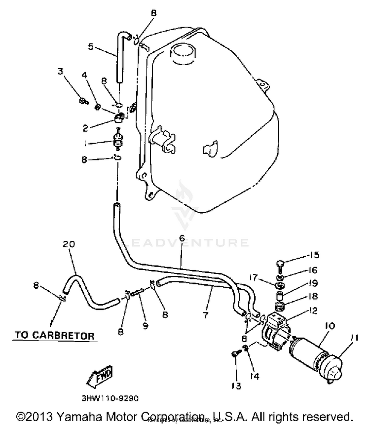 Fuel Tank California Only FZR600AC - 1990 Schematic