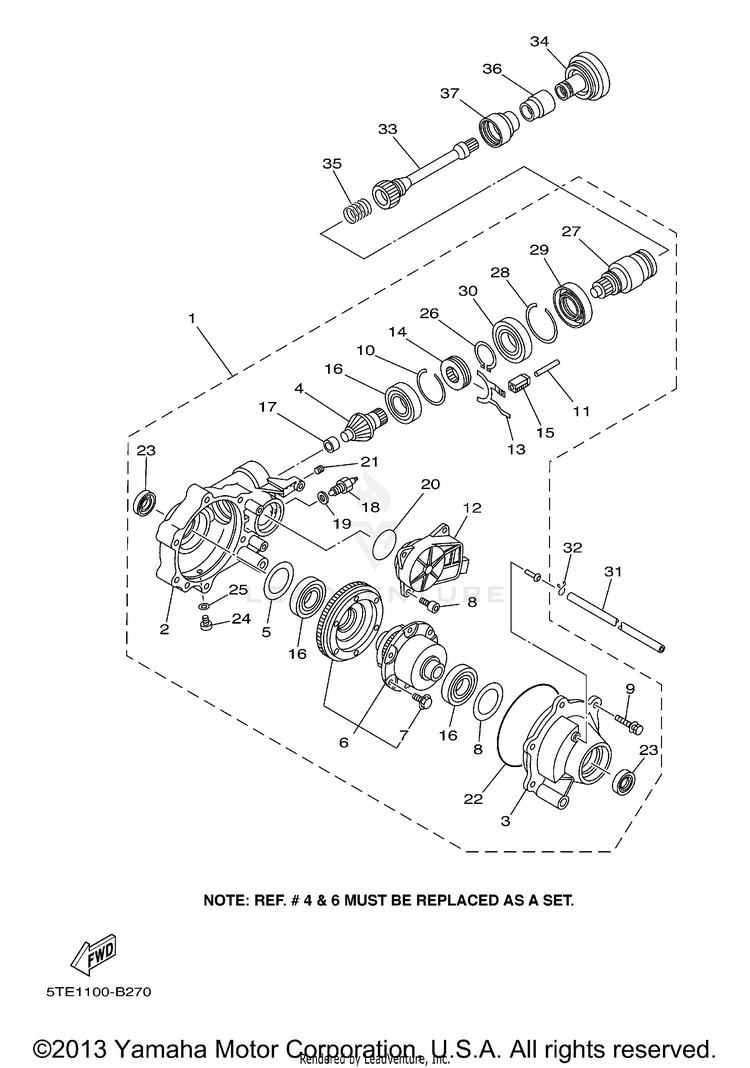 Front Differential KODIAK 400 4WD - YFM400FAR - 2003 Schematic