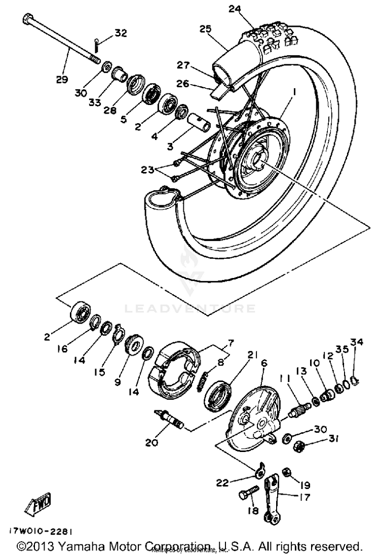 Front Wheel DT50LC - 1990 Schematic