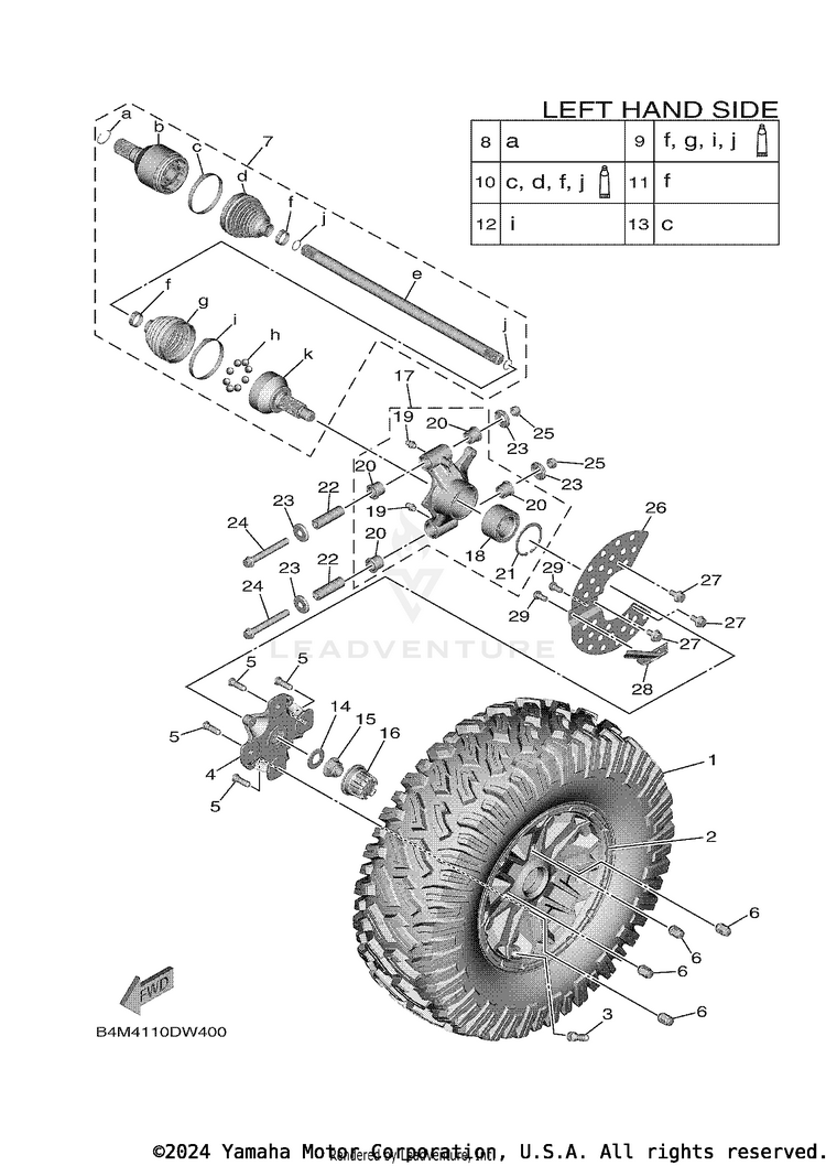Rear Wheel WOLVERINE RMAX 2 - YXE10WPAMS - 2021 Schematic