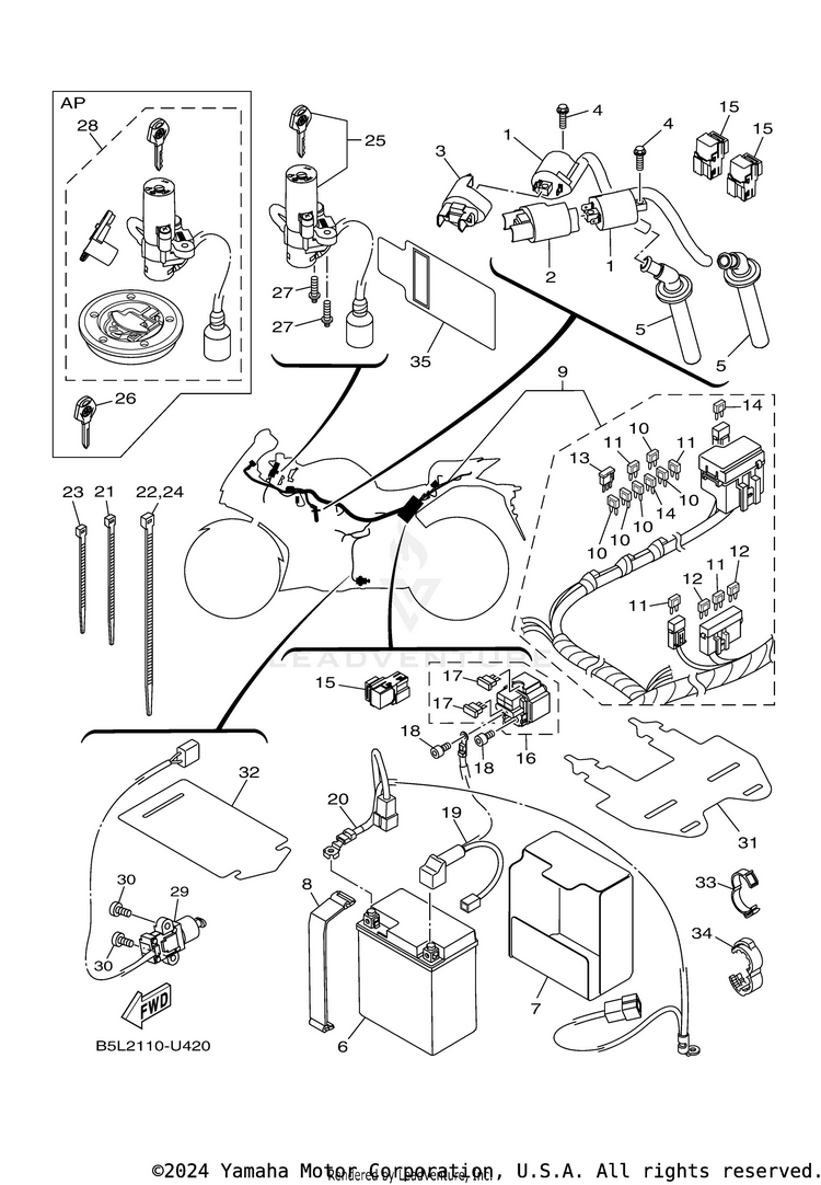 Electrical 1 YZFR3 ABS - YZFR3ALB - 2020 Schematic