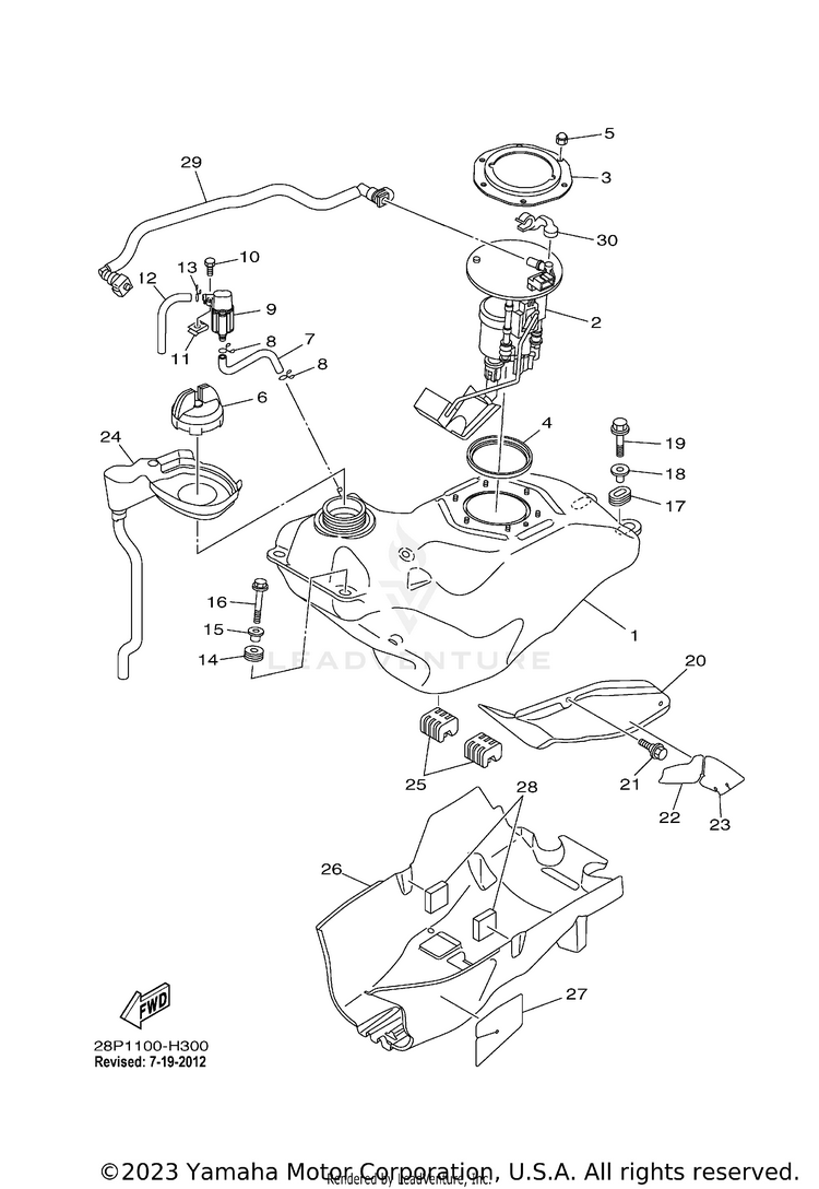 Fuel Tank 700 FI  EPS 4WD SPECIAL EDITION - YFM7FGPSEZ - 2010 Schematic
