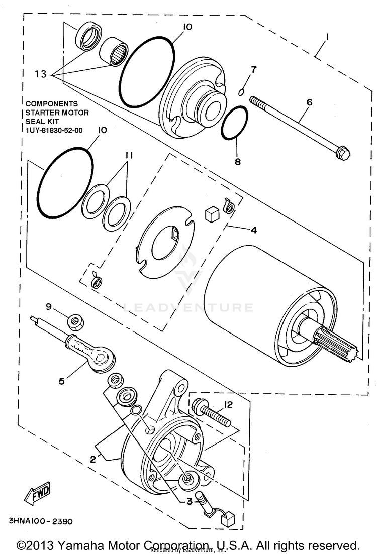 Starting Motor KODIAK 4WD - YFM400FWF - 1994 Schematic