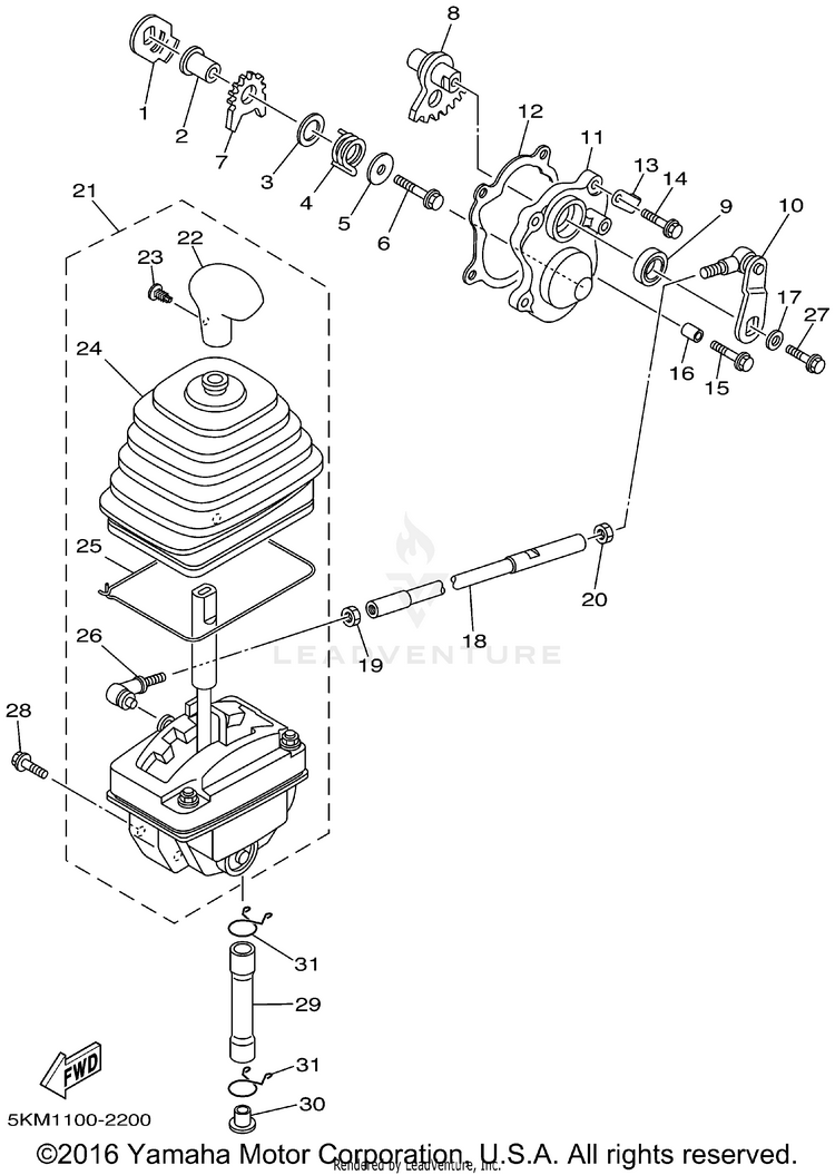 Shift Shaft GRIZZLY 660 - YFM660FP - 2002 Schematic