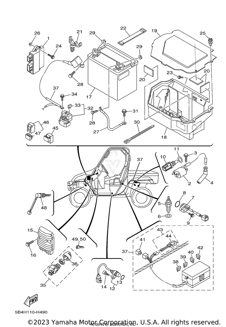 Electrical 1 RHINO 700 HUNTER - YXR7FHA - 2011 Schematic