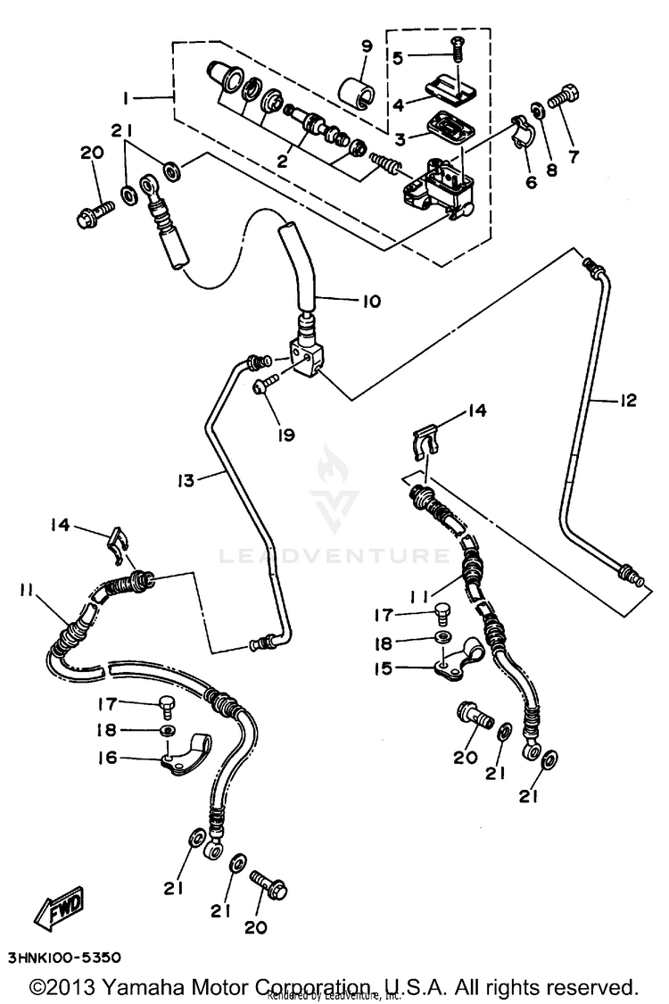 Front Master Cylinder BIG BEAR 4WD - YFM350FWG_ - 1995 Schematic