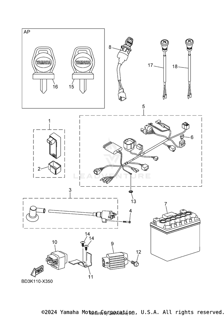 Electrical 1 RAPTOR 90 - YFM09RYXPL - 2023 Schematic