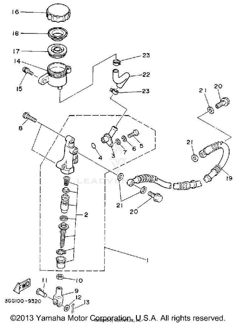 Rear Master Cylinder BANSHEE - YFZ350D_MN - 1992 Schematic