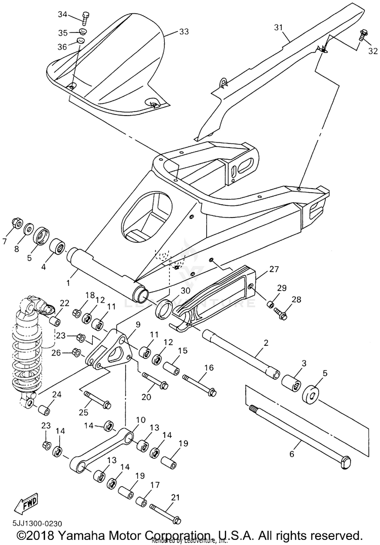 Rear Arm YZFR1 - YZFR1SNC - 2001 Schematic