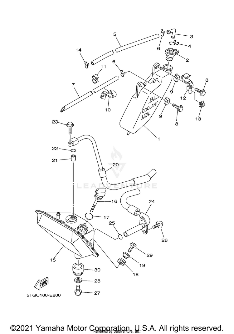 Oil Tank YFZ450 - YFZ450XGY - 2008 Schematic