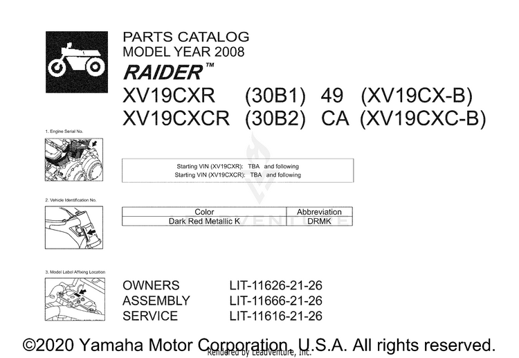 1 Title Page RAIDER - XV19CXCR - 2008 Schematic