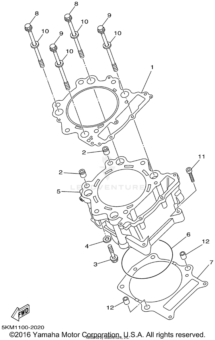 Cylinder GRIZZLY 660 - YFM660FP - 2002 Schematic