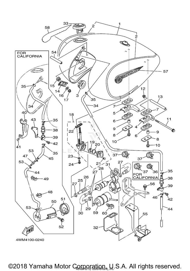 Fuel Tank ROAD STAR - XV1600AMC - 2000 Schematic