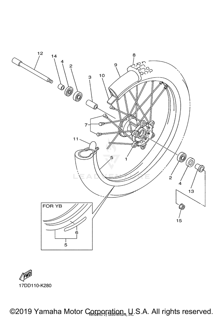 Front Wheel YZ450F - YZ450FAB - 2011 Schematic