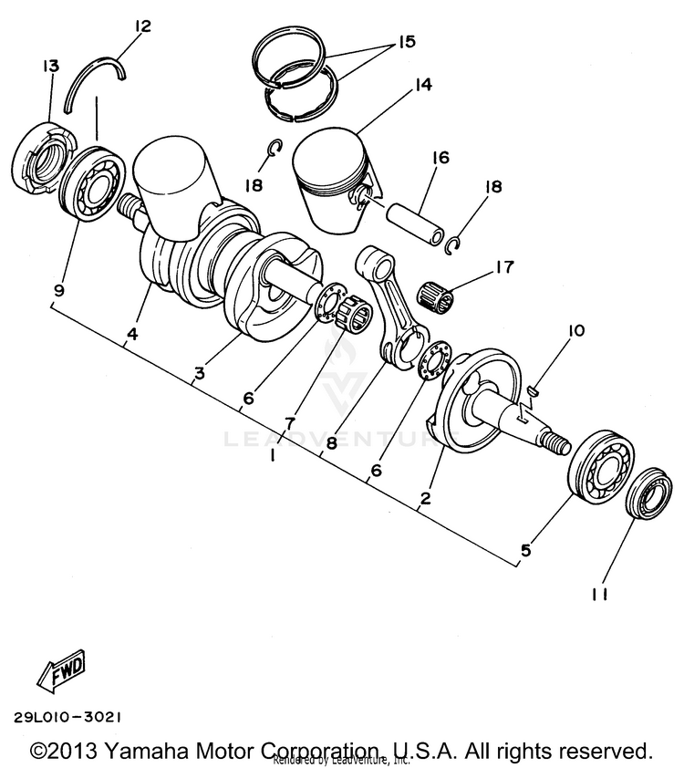 Crankshaft - Piston BANSHEE - YFZ350H - 1996 Schematic
