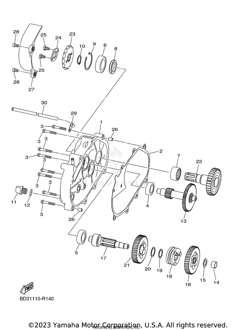 Transmission RAPTOR 110 - YFM01RYXRG - 2024 Schematic