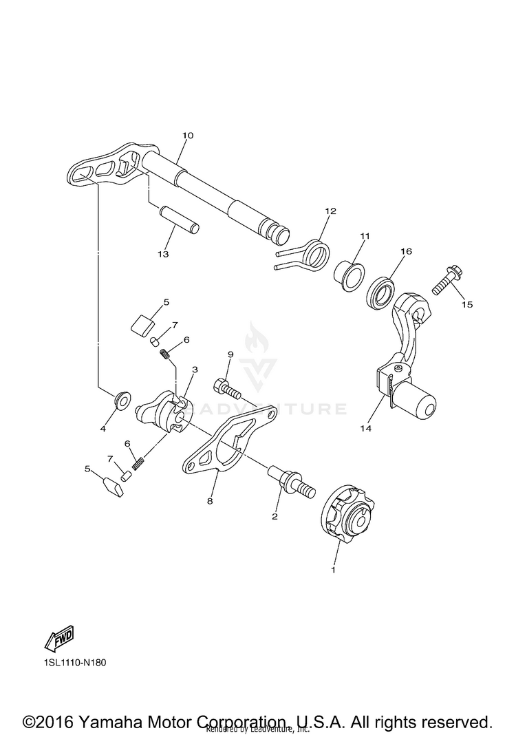 Shift Shaft YZ250F - YZ250FG - 2016 Schematic