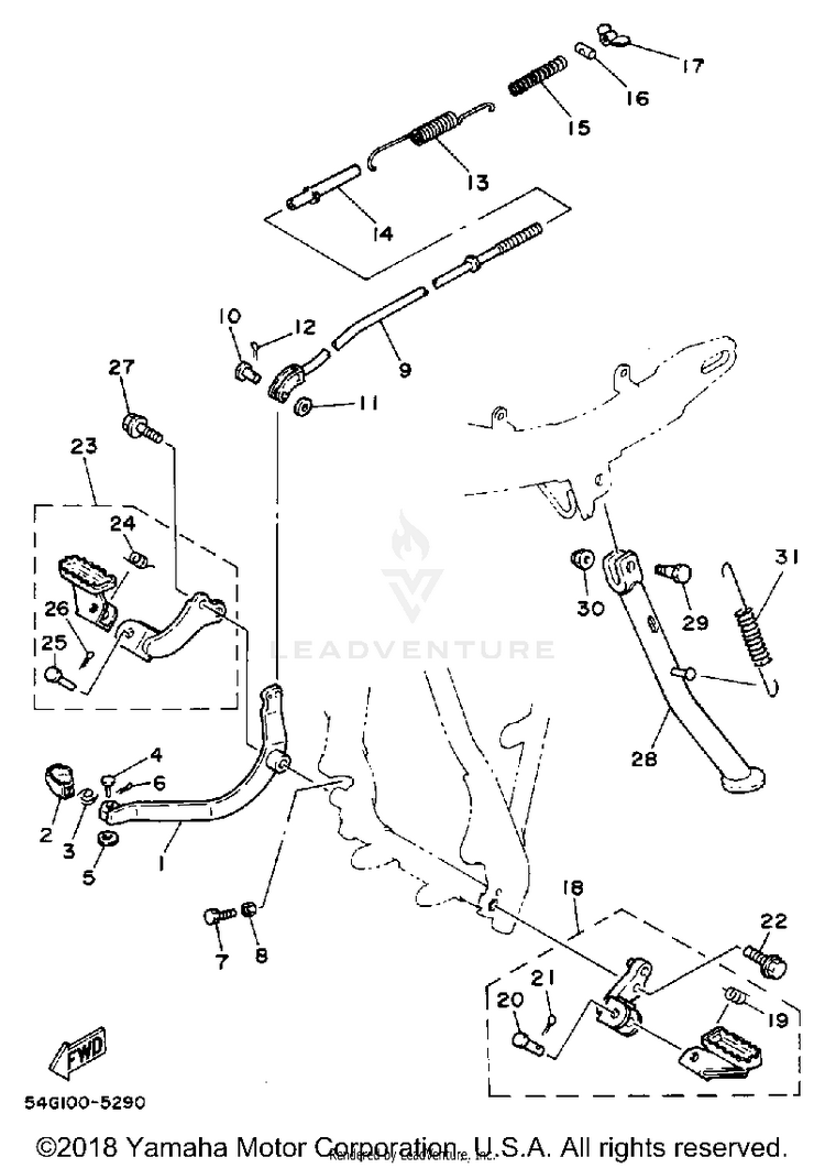 Stand - Footrest BIG WHEEL - BW200S - 1986 Schematic