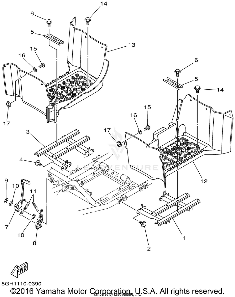 Stand Footrest KODIAK 4WD - YFM400FAP - 2002 Schematic