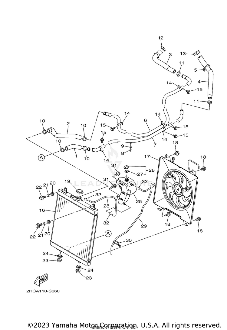 Radiator Hose YXZ1000R EPS SS SE - YXZ10YESJL - 2018 Schematic