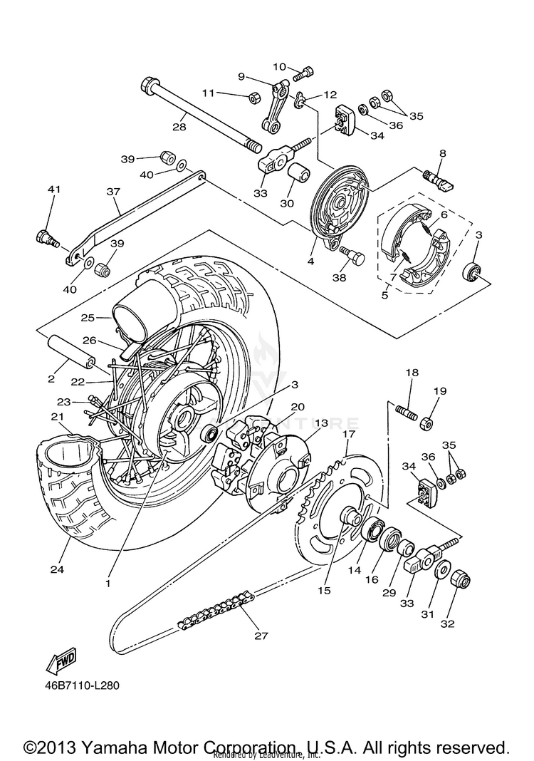 Rear Wheel V STAR 250 - XV250ECR - 2014 Schematic