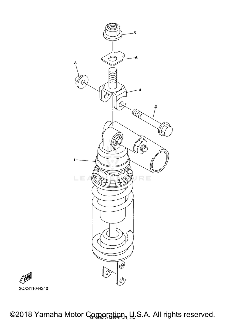 Rear Suspension YZFR6 60TH ANNIVERSARY - YZFR6GCY - 2016 Schematic