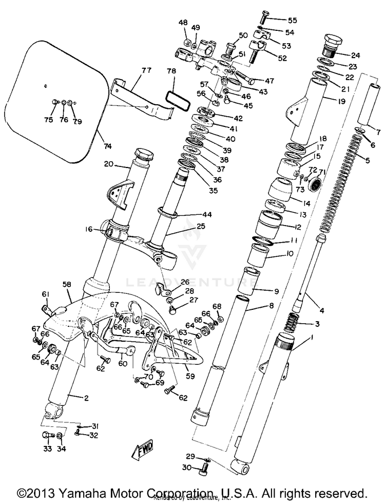 Front Fork & Front Fender AT1B - 1970 Schematic