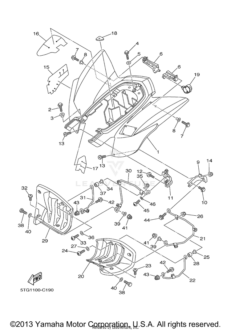 Rear Fender YFZ450 - YFZ450T - 2005 Schematic