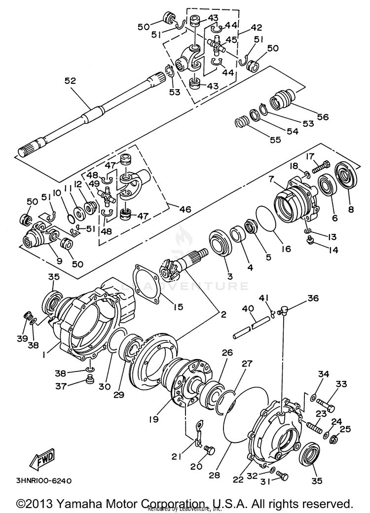 Front Differential BIG BEAR 4WD - YFM350FWH - 1996 Schematic