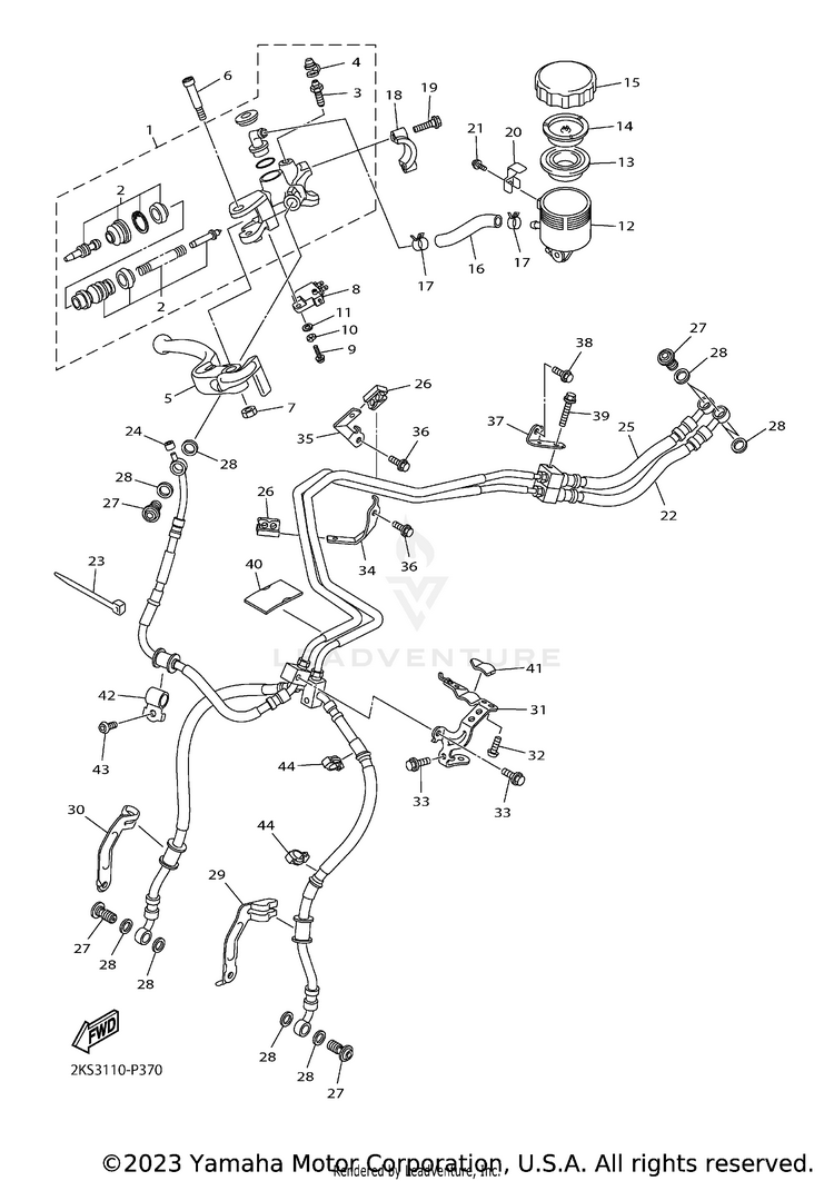 Front Master Cylinder YZFR1 - YZFR1HCB - 2017 Schematic