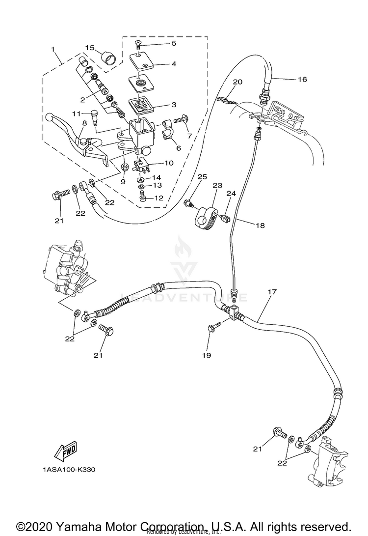 Front Master Cylinder RAPTOR 700R - YFM70RSCLL - 2020 Schematic