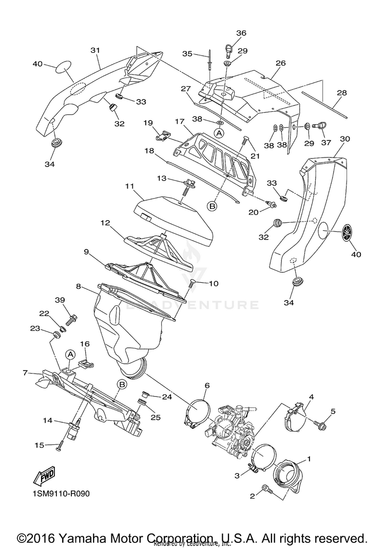 Intake YZ250F - YZ250FG - 2016 Schematic