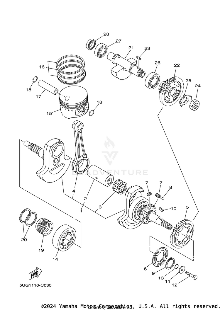 Crankshaft Piston RHINO 660 - YXR660FAS - 2004 Schematic