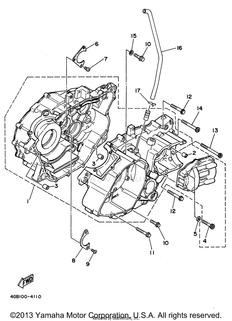 Crankcase KODIAK 4WD - YFM400FWG - 1995 Schematic