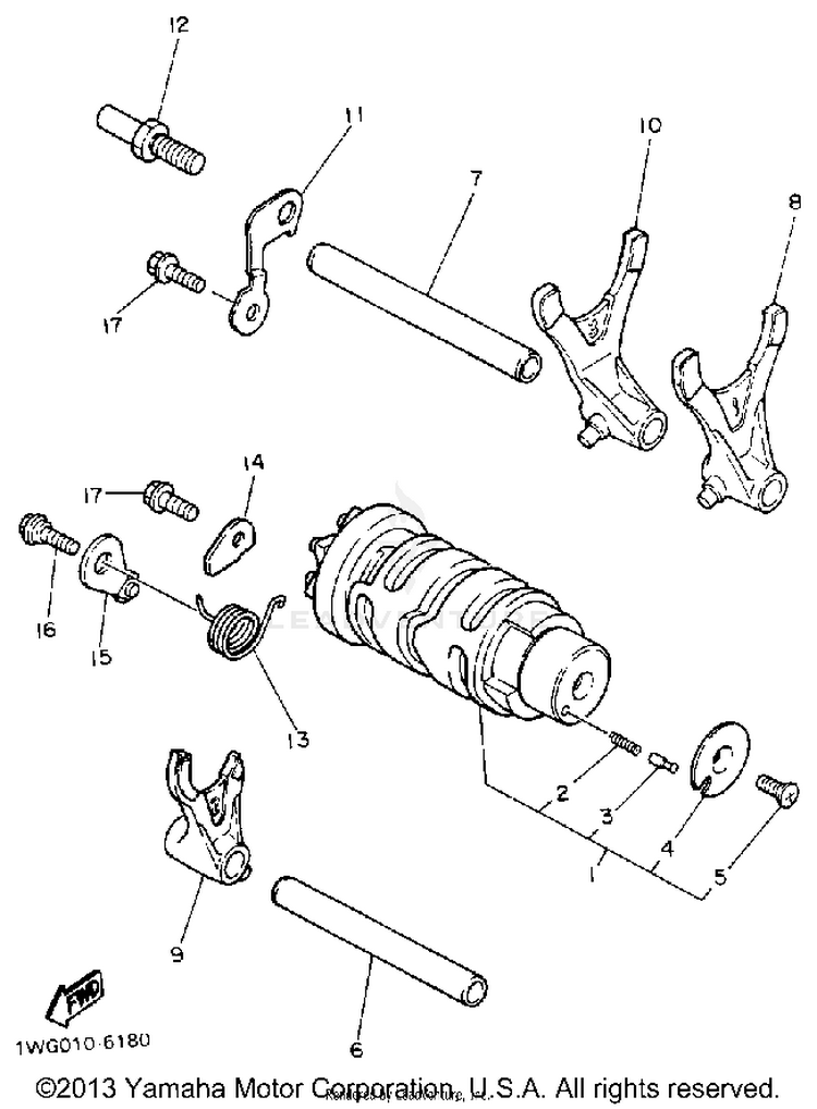 Shift Cam Fork FZR600RAC - 1990 Schematic