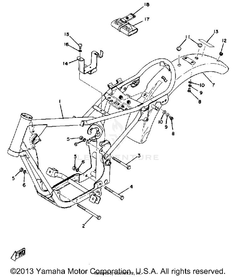 Frame - Rear Fender GT80B - 1975 Schematic