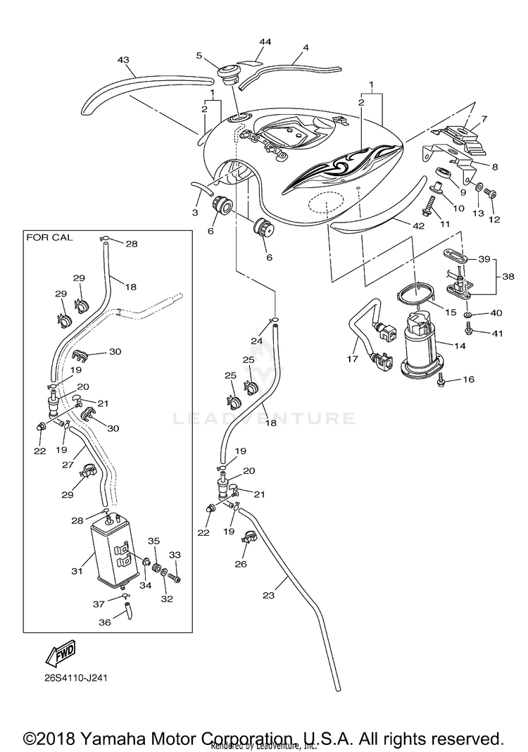 Fuel Tank V STAR 950 TOURER - XVS95CTZCG - 2010 Schematic