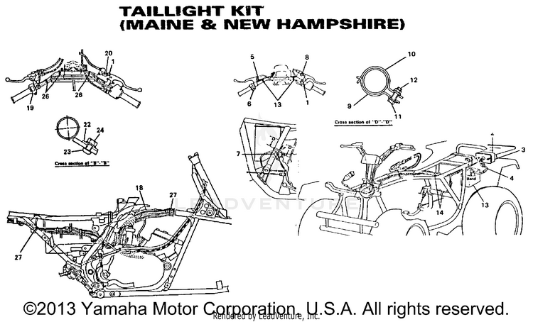 Taillight Kit Maine And New Hampshire Only BANSHEE - YFZ350D_MN - 1992 Schematic