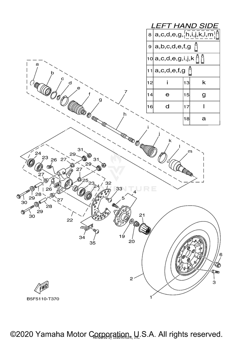 Rear Wheel VIKING EPS - YXM70VPALG - 2020 Schematic